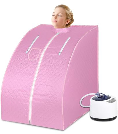 Sauna portable pour la maison, sauna domestique avec télécommande | Sauna à vapeur avec évaporateur (sauna à vapeur rose)