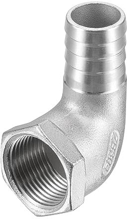 QUARKZMAN Conector de Tubería de Acero Inoxidable 304 en Forma de Codo, 20mm Barbado x 3/4 Hembra NPT Adaptador de Conector de Tubería para Agua Combustible Aire