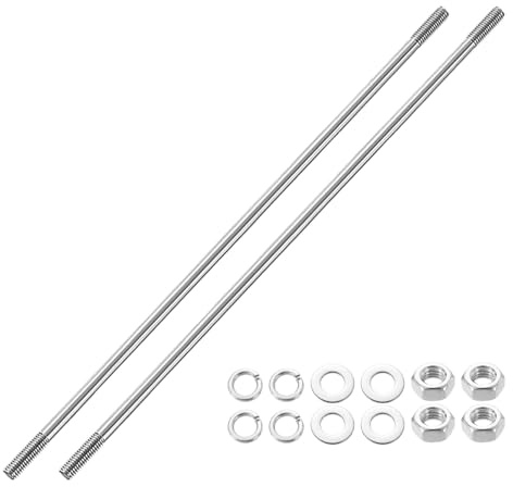 QUARKZMAN 2pcs Pernos Prisioneros Doble Extremo M6x250mm Varillas Roscadas | Dobles, Perno Prisionero Roscado Doble Extremo, Acero Inoxidable 304, con Tuercas y Arandelas Planas & de Seguridad