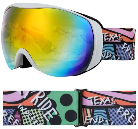 YooxArmor Masque de Ski Enfant OTG,Lunette de Ski Enfant 6 à 14 Ans,Anti 100% UV 400 Protection Antibuée Masques pour Garçons et Filles pour Ski Snowboard Autres Sports Hiver,Compatible avec Casque