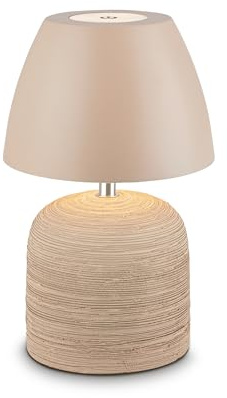 BRILONER - Lampada da tavolo senza fili, IP44, dimmerabile, base in ceramica, scrivania senza fili, comodino ricaricabile, scrivania ricaricabile, 13,5x22 cm, beige