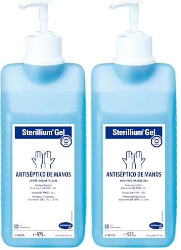 Sterillium, Gel Hidroalcohólico, Gel Desinfectante de Manos, Gel Antiséptico, Amplio Espectro de Acción, Aporta Hidratación, Protección y Suavidad, Color Azul (975 ml) (Paquete de 2)