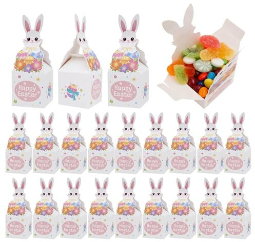 Påskpresentlådor 24 Stycken Roliga Hållare Och Vårdekoration | Kanin Påsklådor Till Barn för Kex Choklad Snacks Godis Barn Pojkar Flickor Familj Skola Födelsedag Högtider och