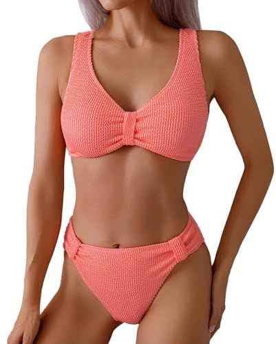 Bañadores Mujer Tallas Grandes Traje De Baño Sexy De Control Abdomen para Mujer Elegante Bikini Dos Piezas con Escote En V Conjunto Bikini Verano con Top Y Braguita Traje Baño Cintura Alta para