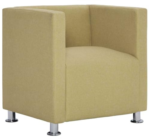 QJBSAVVA Poltrona a cubo verde imbottita in tessuto, elegante poltrona da cocktail con struttura in legno e gambe cromate, poltrona lounge per soggiorno e ufficio, 69 x 54 x 71 cm