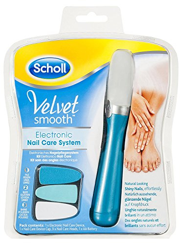 3 x Scholl Velvet Smooth Electronic Nail Care System - Blue