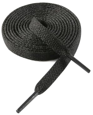 VSUDO 54 Flat Black Shoe Laces for Sneakers, Shoelaces for Sneakers, Replacements Shoe Strings for Women or Men (1 Pair-Black-137CM)