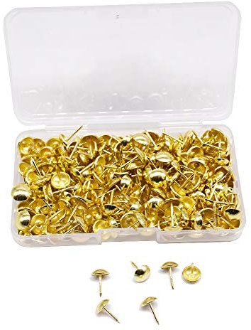 YOFASEN 10-200 Pezzi Chiodi Tappezzeria - 11MM/12M/16MM/25MM/30MM Puntine Decorativo Vintage per Mobili Sofà Porta di Legno, 12 x 17mm/0.47 x 0.66/Oro/200 Pezzi