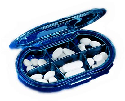 Reoohouse Pillendose für unterwegs für tägliche Medikamente, Nahrungsergänzungsmittel, Organizer, wöchentliche Pillendose, hochwertiges BPA-freies Material (Dunkelblau)