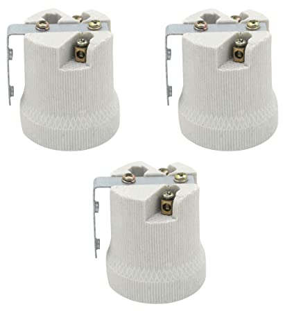3 x E27 Base Bulb Holder ES Lamp Holder Base White Ceiling Lamp Holder Max 250V,60W,Metal Heat Resistance Ceramic Porcelain Holder