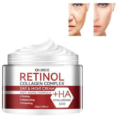 Retinol-Gesichtscreme, Anti-Aging & Anti Falten Creme, Retinol-Feuchtigkeitscreme, Aufhellender, Reduziert trockene Linien und feine Linien, mit Retinol, Hyaluron, Vitamin C, Vitamin A (1PC)