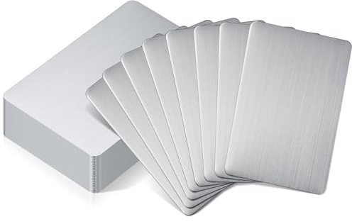 30 stycken 304 rostfritt stål metall visitkort tomt stål lasergravering rostfria kort för hus kontor kund gör-det-själv presentplatta, 86 x 54 mm (0,2 mm tjocklek)