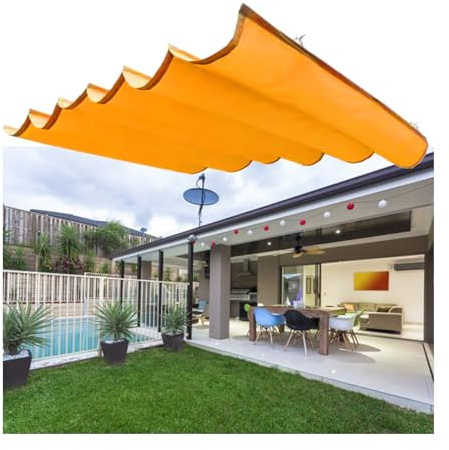 LVLDAWA Brauch Einziehbar Welle Sonnensegel, wasserdichte U-förmige, Verstellbare Schattenmarkise Für Den Außenbereich, Schiebewellen-Sonnensegel Für Pergola