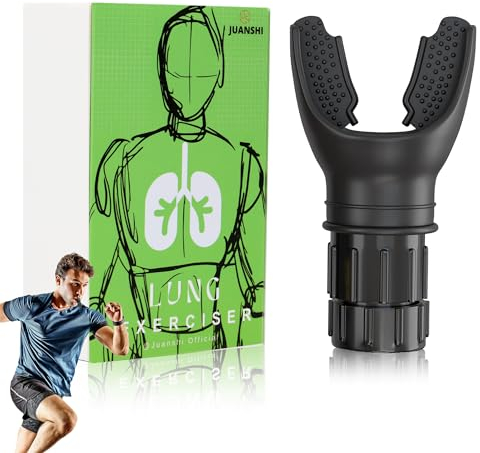 JUANSHI® Oxyfit Breathing Resistance Trainer, allenatore polmonare portatile per esercizi orali e muscolari per diverse esigenze di fitness e facile da pulire (Nero)