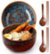 NUTRIUPS Lot de 2 bols à ramen en céramique rétro japonais avec baguettes et cuillères - Bol à nouilles en porcelaine (formé de kiln-formed bleu-vert)