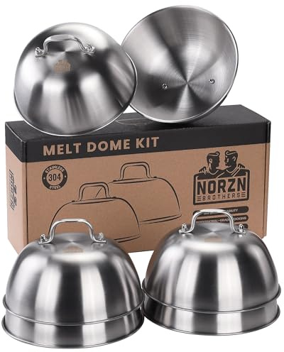 Norzn Brothers® Cloche per Hamburger (6 pezzi) – Cloche Acciaio Inox 304, Coperchio per Barbecue, Cloche Hamburger, Cupola per Hamburger, Copertura Hamburger, Qualità Alimentare, Garanzia 10 Anni