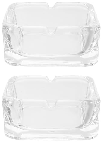 BESTYASH Posacenere in Vetro Trasparente Quadrato Antivento, Set da 2 Pezzi, Mini Posacenere Portatile per Casa, Ufficio, Auto e Patio, Accessorio Decorativo Multifunzione per Fumatori