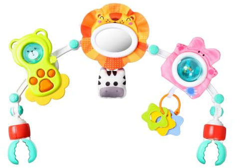 Orzbow Baby Pram Toys, 6-in-1 Arch Cot Mobile with Baby Sensory Toys to Stimulate Baby's Senses and Develop Motor Skills, Baby Mobile for Cot, Stroller, Car Seat & Bouncer for 0-12 Months, Lion