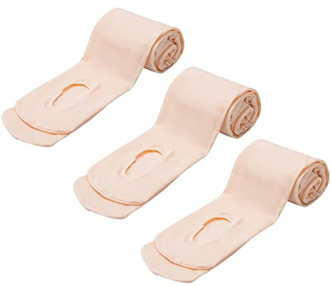 MANZI 3 Paar Balettstrumpfhose Mädchen Damen Basic Cabrio Ballett Tanz Strumpfhosen mit Fersenloch Kinder,Erwachsene 40 den，Ballett Rosa,Large(Age 11-14)