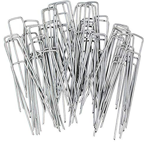 G&B Garden netting membrane fleece pegs - 6” x 2.9mm U-Shaped Galvanised Securing Pegs for Securely Fixing Landscape Fabric, Chicken Wire, Fencing, Weed Barrier Membrane
