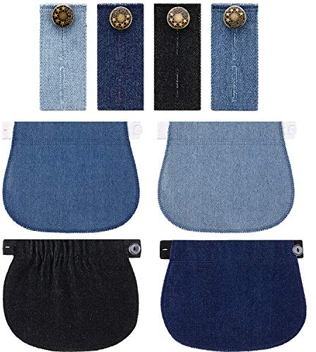 WILLBOND 8 Stück Mutterschaft Hosen Extender Elastischer Hosenknopf Extender Verstellbarer Bund Extender für die Schwangerschaft Frauen Männer Jeans Hosen Hose
