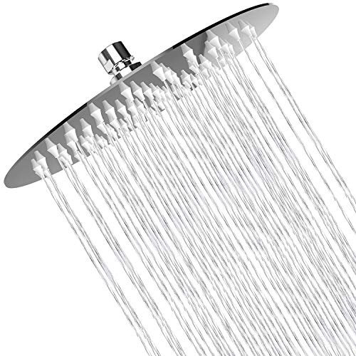 Rain Shower Head High Pressure, WOOPHEN 6 Inch 304 Stainless Steel Rainfall Showerhead, Mirror-Like Look, Swivel Spray Angle, Voluptuous Shower Experience, Easy Installation, Chrome Finish