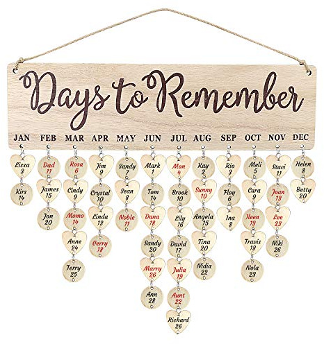 Calendrier de bricolage en bois à suspendre avec des étiquettes, ornements faits à la main, rappel d'anniversaire pour la famille et les amis, tableau de calendrier pour la décoration de la maison