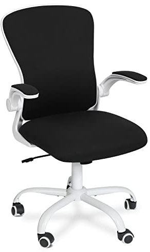 Fullwatt Bürostuhl mit ergonomisch geformten Armlehnen, kompakt und um 120° drehbar, 360° drehbar, Basis aus verstärktem Nylonharz (Grau)