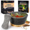 Tortillada - XXL Set di mortaio e pestello da 16 cm in granito naturale con base in legno antigraffio Macina spezie in granito con 50 ricette, nero