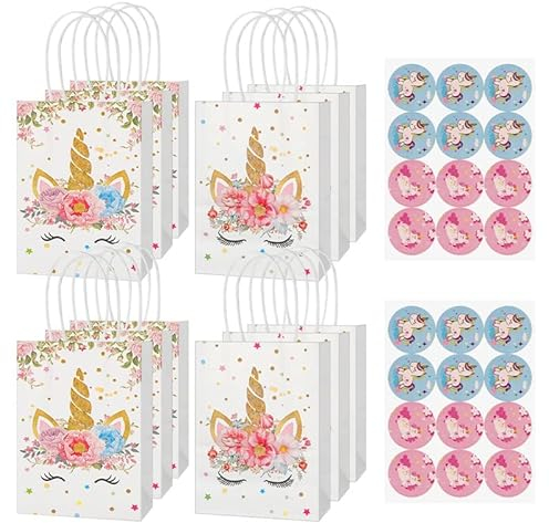 Heyu-Lotus 12 Stück Einhorn Tüten Kindergeburtstag, Mitgebsel Tüten Einhorn Mitgebsel Partytüten Kindergeburtstag für Kinder Geburtstagsparty zum Verpacken von Geschenken, Giveaways, Hochzeit, Party