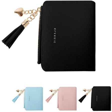 Wiainty Portafoglio Donna in Pelle - Piccolo Portamonete con Cerniera e Scomparti Multipli per Carte