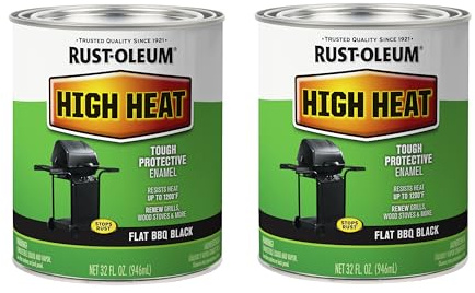 Rust-Oleum 7778502 High Brush On Paint Heat Protective Enamel, 32 Fl Oz, Bar-B-Que Black, 2 Pack