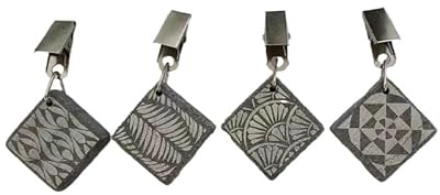 OdiuK 8 Stück Tischdeckenbeschwerer, Naturstein Tischdecken Beschwerer Draußen Schöne Muster Tischtuch Clips, Tischdeckenhalter mit Klammer für Picknicks Garten Geburtstagsfeiern Hochzeitsfeiern