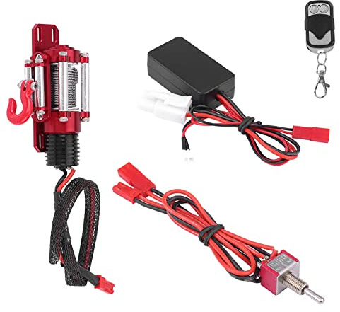 KIMISS Accessoire de Voiture sur Chenilles pour Modèle de Véhicule RC à l'échelle 1/10, Treuil en Métal avec Télécommande – Treuil Essentiel pour/HSP / / /