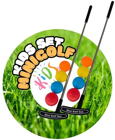 TronicXL Kinder Minigolf Set 2X Schläger + 8 Bälle + Tray Mini Golf Set Golfschläger Golfbälle Spielzeug Geschenkidee Kids Junge Mädchen Spieleset Kinderspiele Garten Outdoor draußen