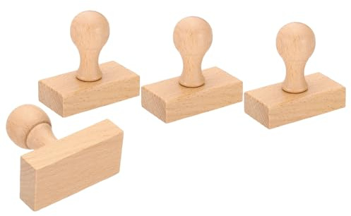 PATIKIL 60mm Maniglia Quadrata in Legno per Timbro, 4pz Pomelli Legno Supporti Timbri Maniglie Cassetti per Creazione Timbri Fai Da Te Album Ritagli, Marrone