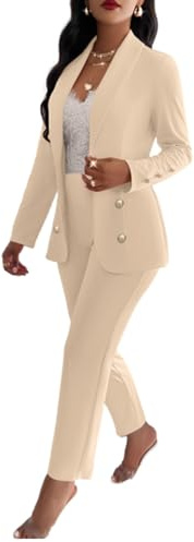 Mrjitor Donna Doppio Petto Abito Set Formale Completi 2 Pezzi Scialle Lapel Giacca Pantaloni per la Cena di Nozze