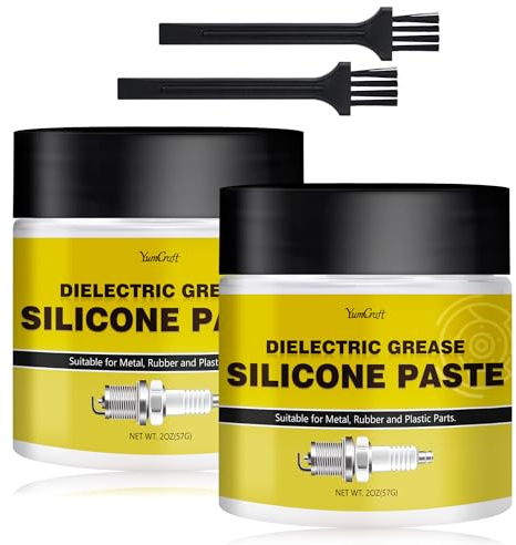 Dielectric Grease, 114g Silicone Paste, Silicone Grease for Automotive Electrical Connectors, Spark Plugs - Brake Sealant Lubricant, Plumbers Grease with Brush for O-Rings, Rubber, Marine, Universal