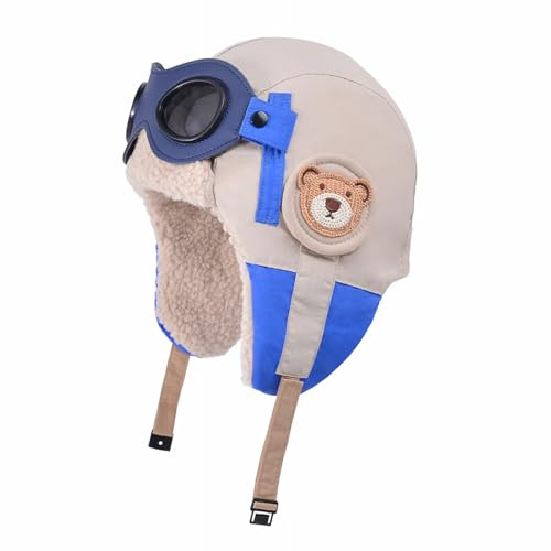 AYPOW Cappello in Pile Termico Invernale Bambini 6-12 Cuffie Bomber con Occhiali Staccabili, Berretto Cappelli Caldo Antivento per Sci Escursioni Ciclismo, Ragazzi Ragazze Cappello Invernale Outdoor