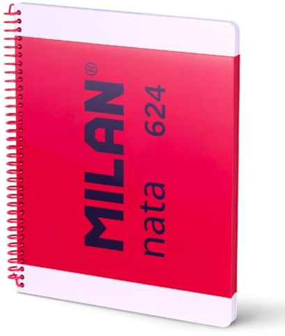 MILAN® Cuaderno A4 con espiral y tapa dura, papel cuadriculado, 80 hojas MILAN nata®, rosa