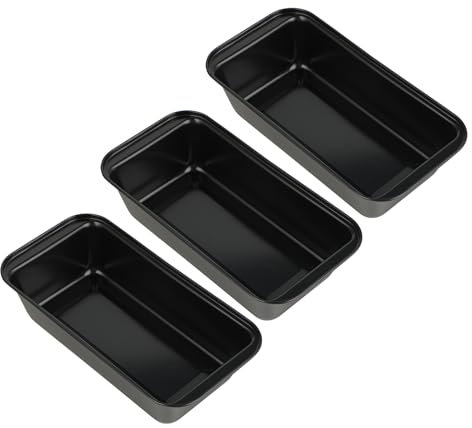 KITDAHOM Set 3 Stampo perPane - Forme per Pane 25 x 13 x 6 cm - Acciaio al Carbonio - Rivestito Antiaderente - Distribuzione Calore Uniforme - Per Pane, Torte, Toast (Nero)