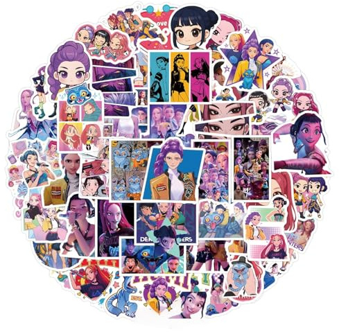 110Pcs Anime Stickers Demon Movie Theme Vinyl Waterproof Decals, Demon Hunters Inspired Character Stickers for Laptop Water Bottle Phone Case DIY Journal Gift for Girls Teens (No Duplicates) 