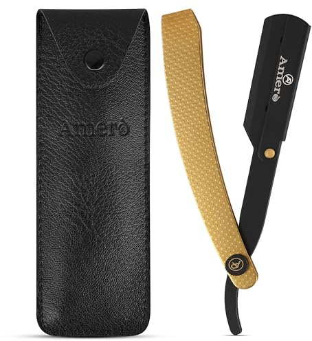 Cut-Throat Razor Straight Edge – Professional Stainless Steel Barber Razor holder for Beard, Moustache & Hairline Shaping – Premium Barber Tool & Grooming Accessory