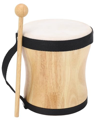 Handtrumma Professionellt slaginstrument Trä Fårskinnstrumma med sticka för föreställningar, fester och musikfestivaler (Svart)