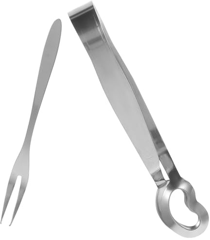 ARTSEWPLY Pinza per Lumache in Acciaio Resistente Set 2 Pezzi Forchetta Doppia Punta Ergonomica Antiscottatura per Frutti di Mare Utensili da Cucina Compatto per Casa e Ristorante