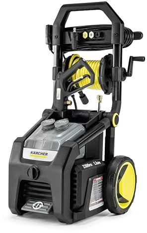 Kärcher Pressure Washer K2300PSB, 4 Spray Nozzles, Detergent Tank, Hose Reel, for Cars, Driveways, Siding, Patios, 2.07 max. GPM