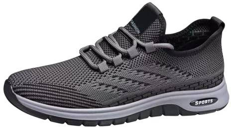 Tränare herr sommar Slip On Mesh träningsskor lätta sportskor snörning ortopedisk arbetssko andningsbara halkfria vardagliga skor utomhus bekväma sneakers för löpning promenader, Grå, 39.5 EU