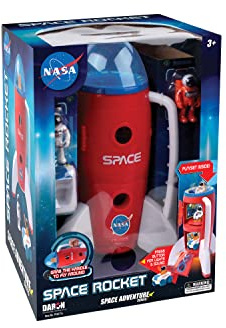 Spaceship Rocket Toy Playset with 2 Astronauts and Rover Vehicle - Lights and Sound, Carrying Handle Play and Explore Space- Space Adventure Series by Daron