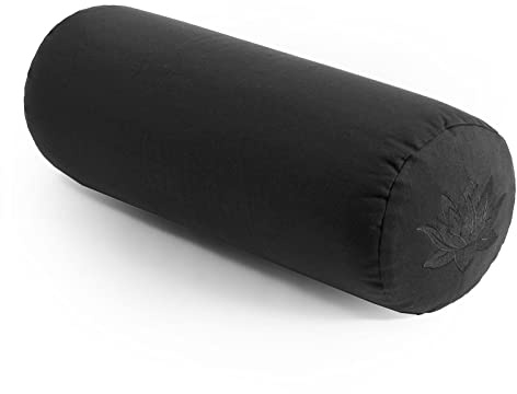 Yoga Studio Unisex YS/Lotus/BWBolster/GraphGrey Organic Buchweizen Bolster - 23 cm x 61 cm Baumwolle Meditationskissen mit YKK Reißverschluss, Graphitgrau