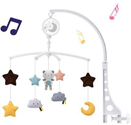 Baby Musical Crib Mobile with Hanging Rotating Toys,Infant Bed Decoration for Newborn Boys and Girls